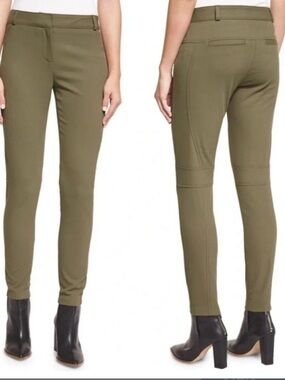 Veronica Beard Blossom Skinny Biker Pant Olive Green Size 12 NWT